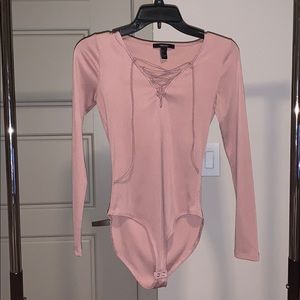 Lace Up Body Suit - Mauve